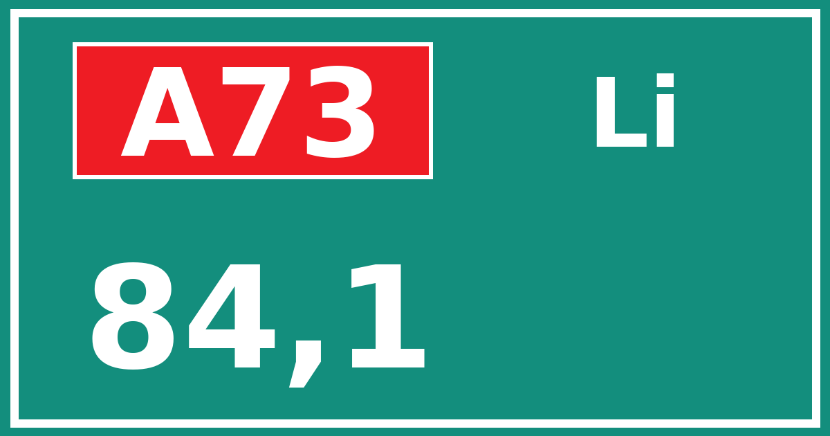 Hectometerbord A73 84,1 zijde Li