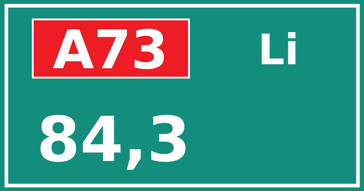 Hectometerbord A73 84,3 zijde Li