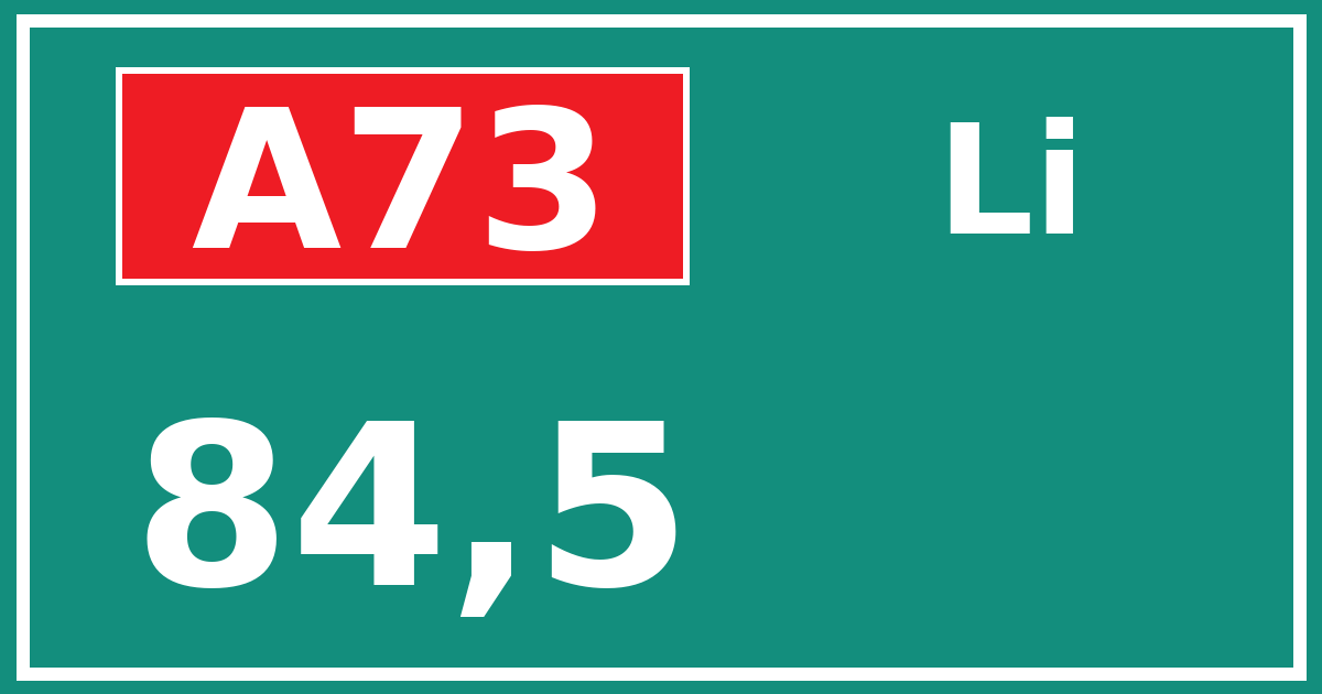 Hectometerbord A73 84,5 zijde Li