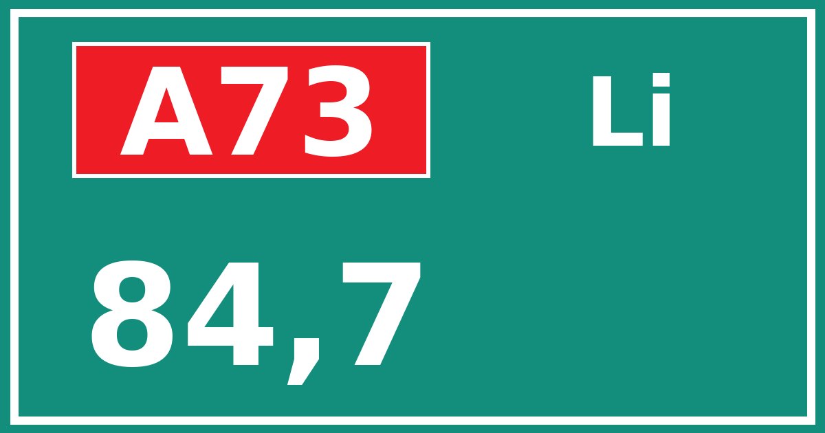 Hectometerbord A73 84,7 zijde Li