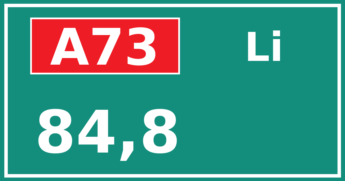 Hectometerbord A73 84,8 zijde Li