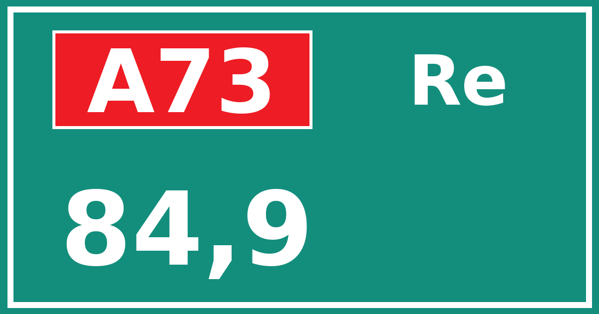 Hectometerbord A73 84,9 zijde Re