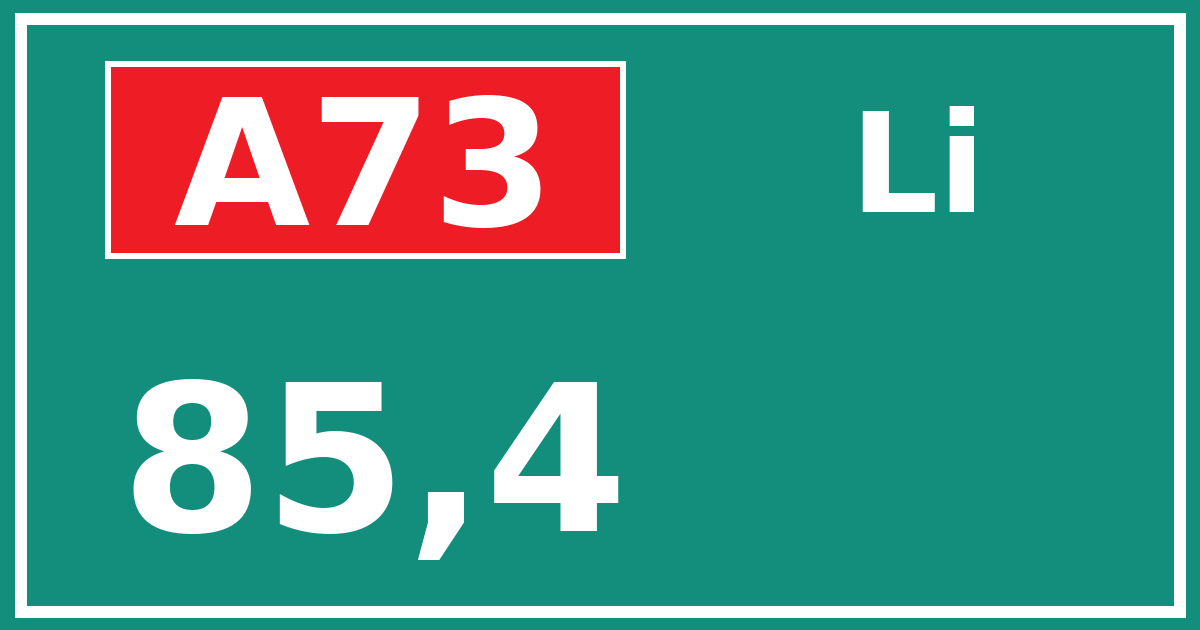 Hectometerbord A73 85,4 zijde Li