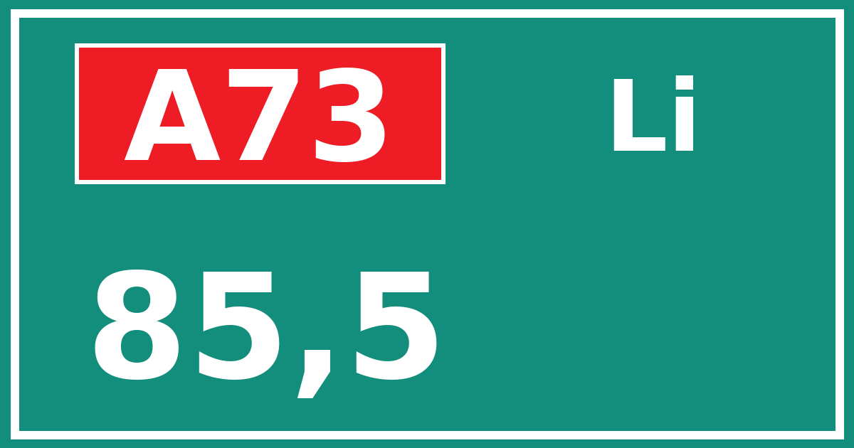 Hectometerbord A73 85,5 zijde Li