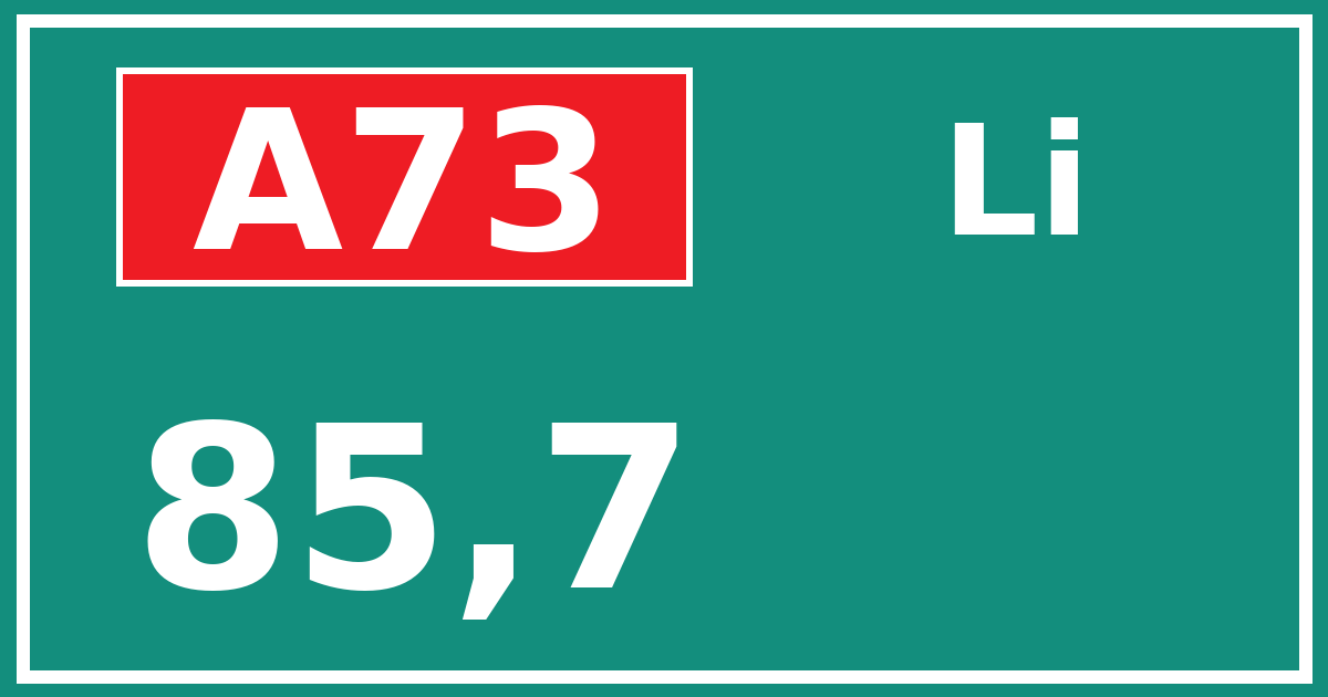 Hectometerbord A73 85,7 zijde Li