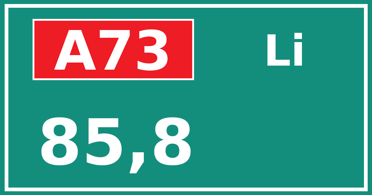 Hectometerbord A73 85,8 zijde Li