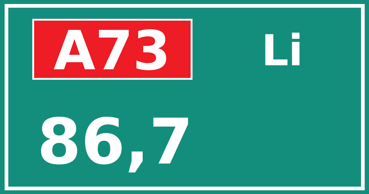 Hectometerbord A73 86,7 zijde Li