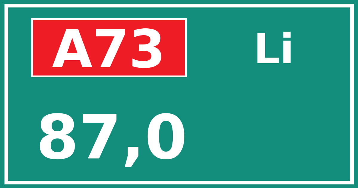Hectometerbord A73 87,0 zijde Li