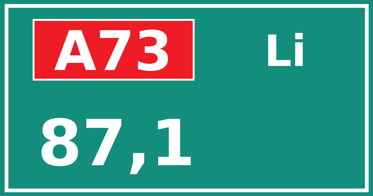 Hectometerbord A73 87,1 zijde Li