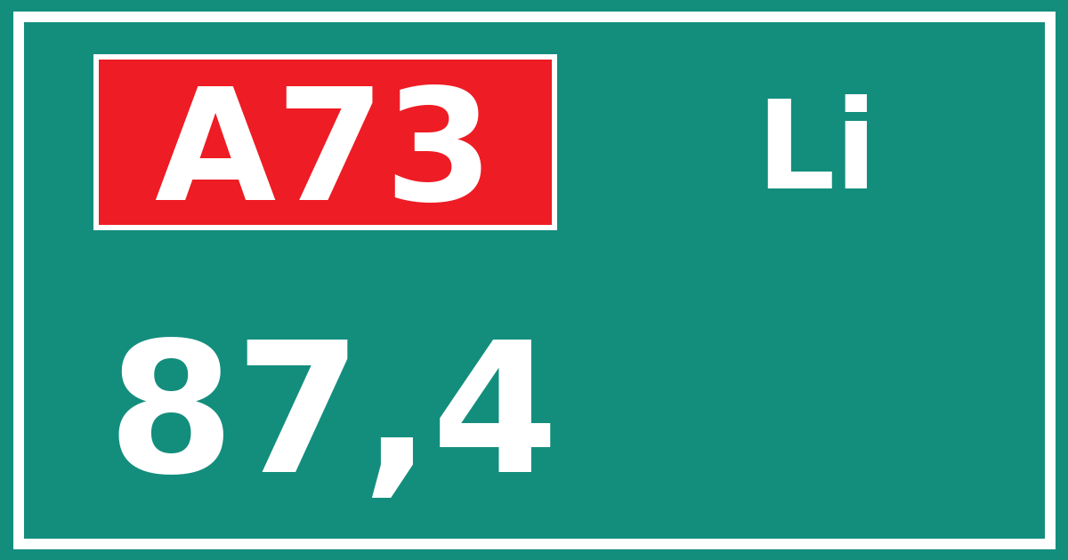 Hectometerbord A73 87,4 zijde Li