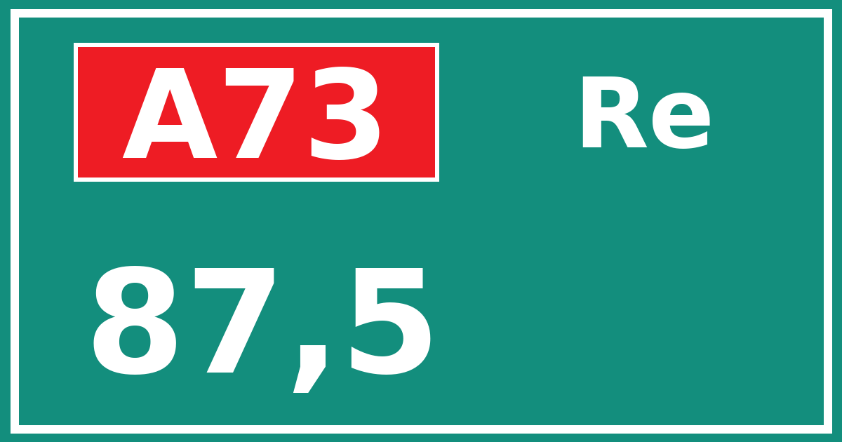 Hectometerbord A73 87,5 zijde Re
