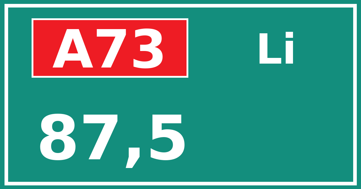 Hectometerbord A73 87,5 zijde Li