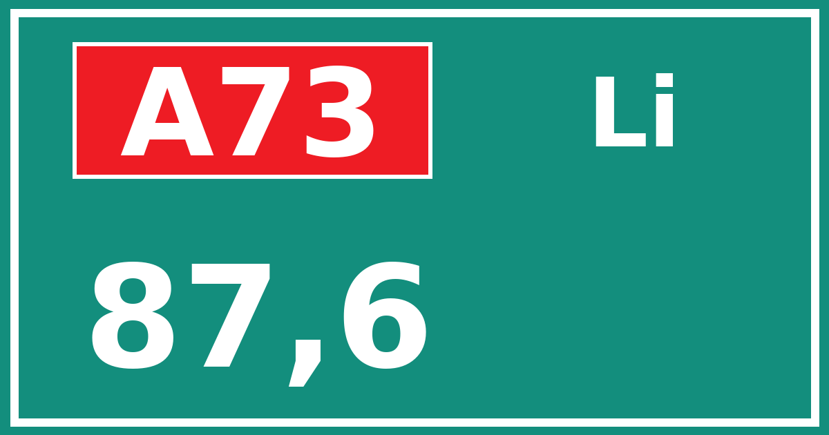 Hectometerbord A73 87,6 zijde Li