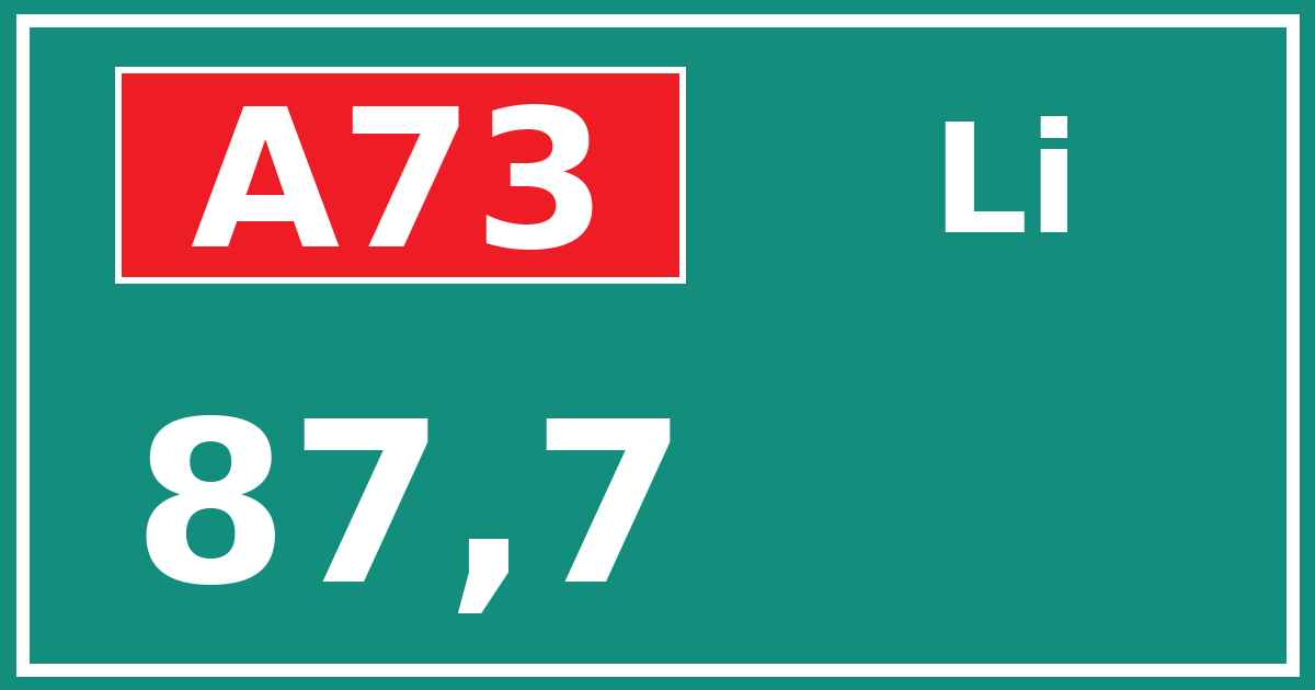 Hectometerbord A73 87,7 zijde Li