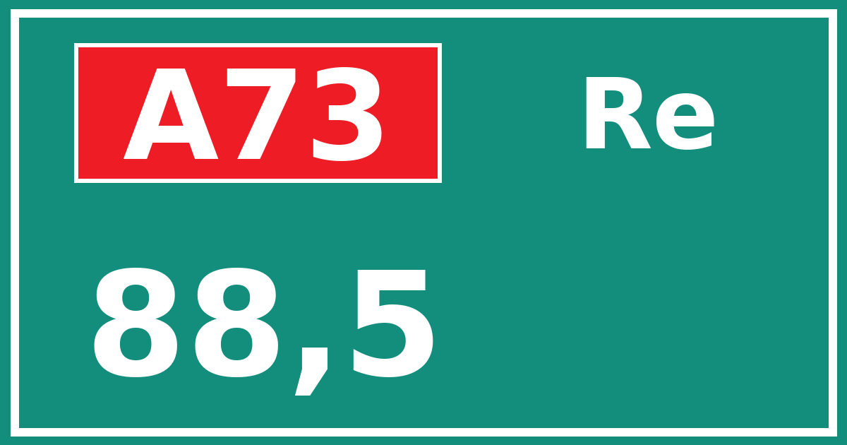 Hectometerbord A73 88,5 zijde Re