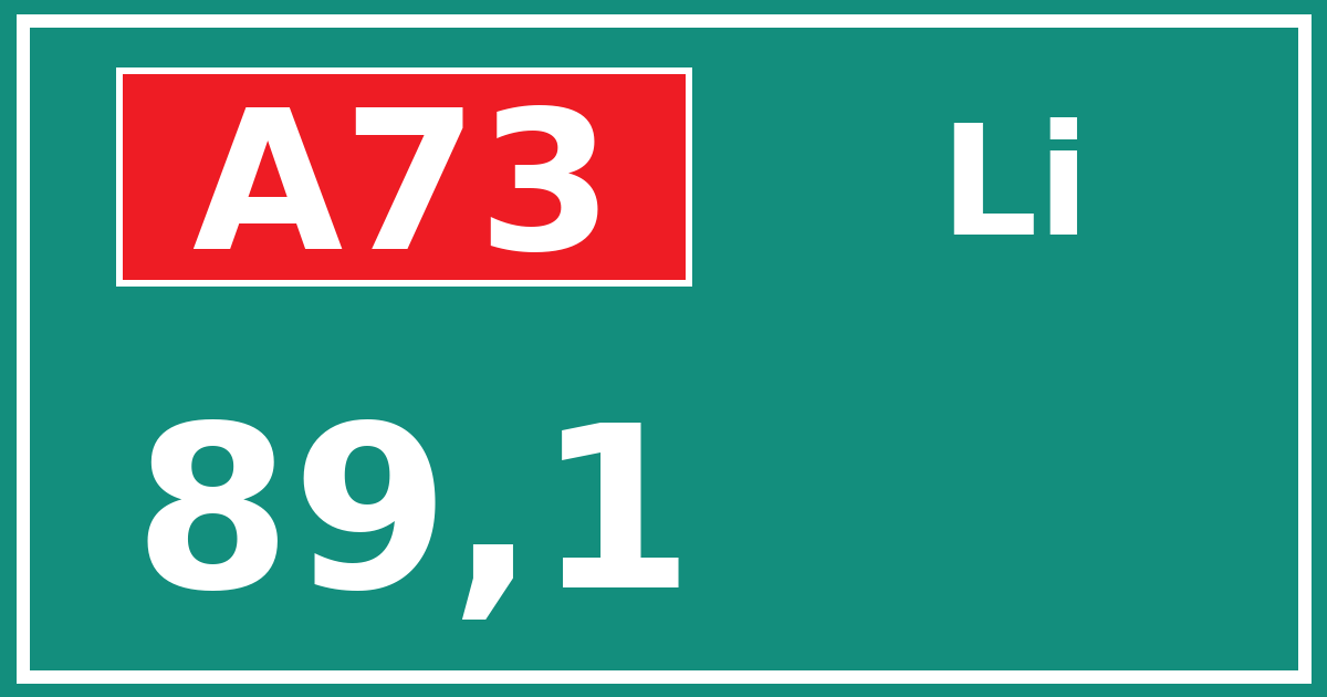 Hectometerbord A73 89,1 zijde Li