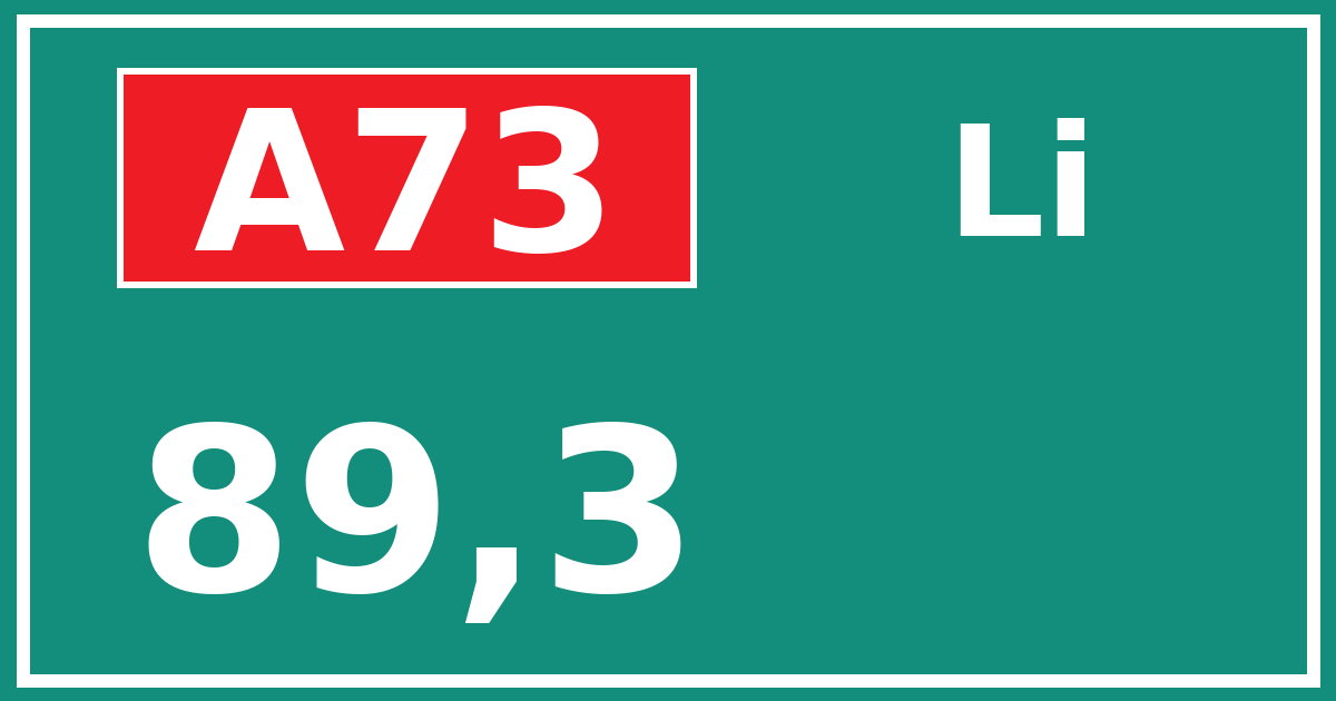 Hectometerbord A73 89,3 zijde Li