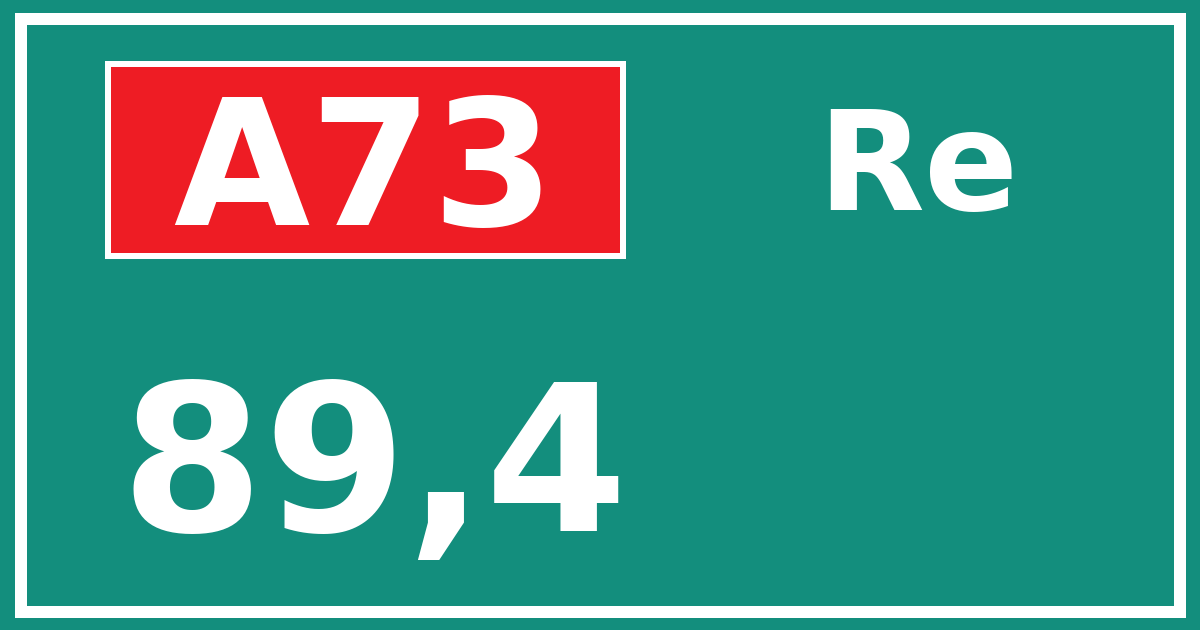 Hectometerbord A73 89,4 zijde Re