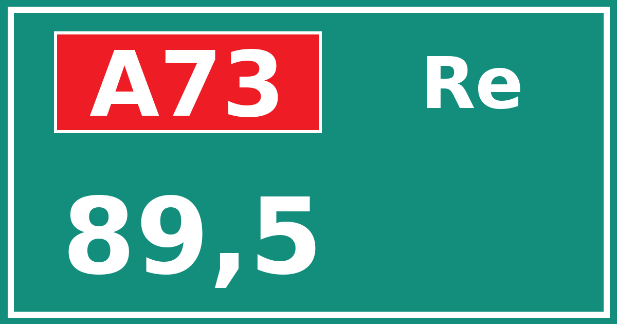 Hectometerbord A73 89,5 zijde Re