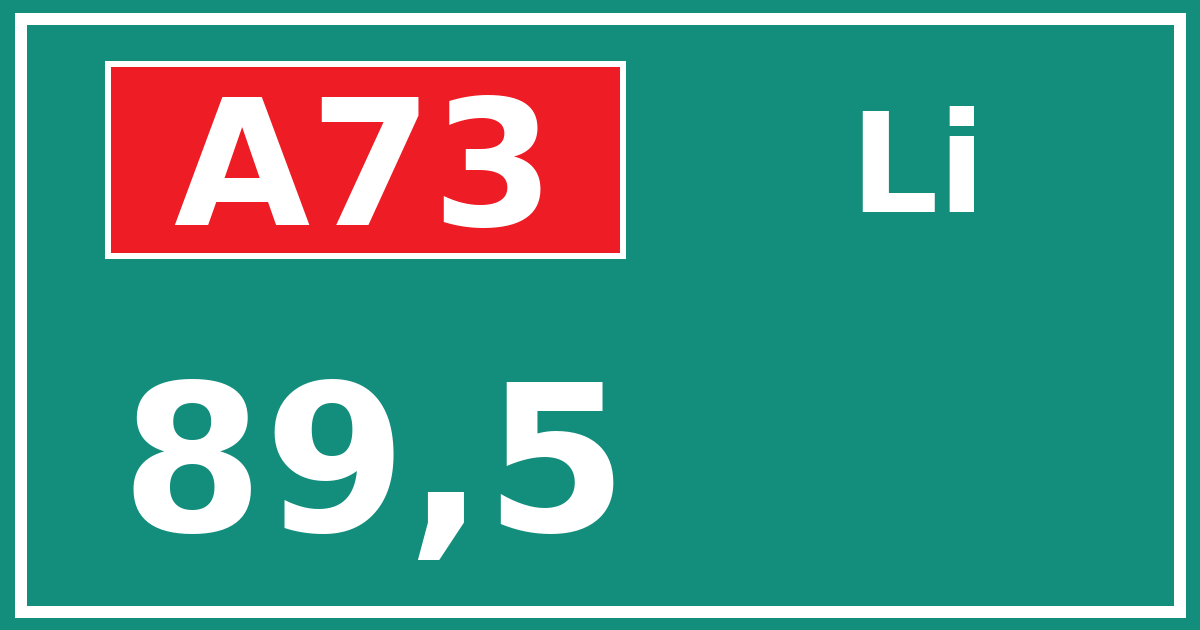 Hectometerbord A73 89,5 zijde Li