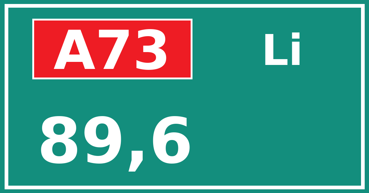 Hectometerbord A73 89,6 zijde Li