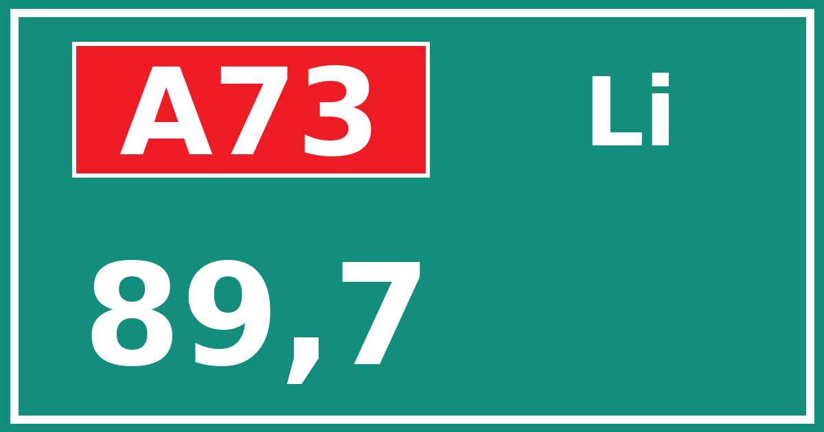 Hectometerbord A73 89,7 zijde Li