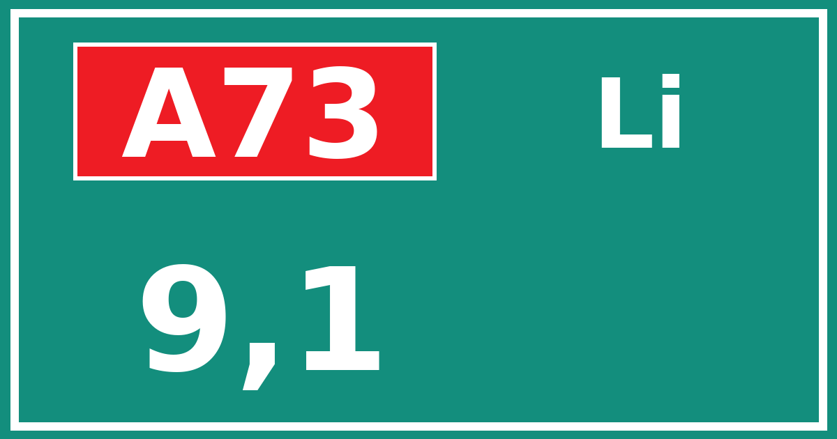 Hectometerbord A73 9,1 zijde Li