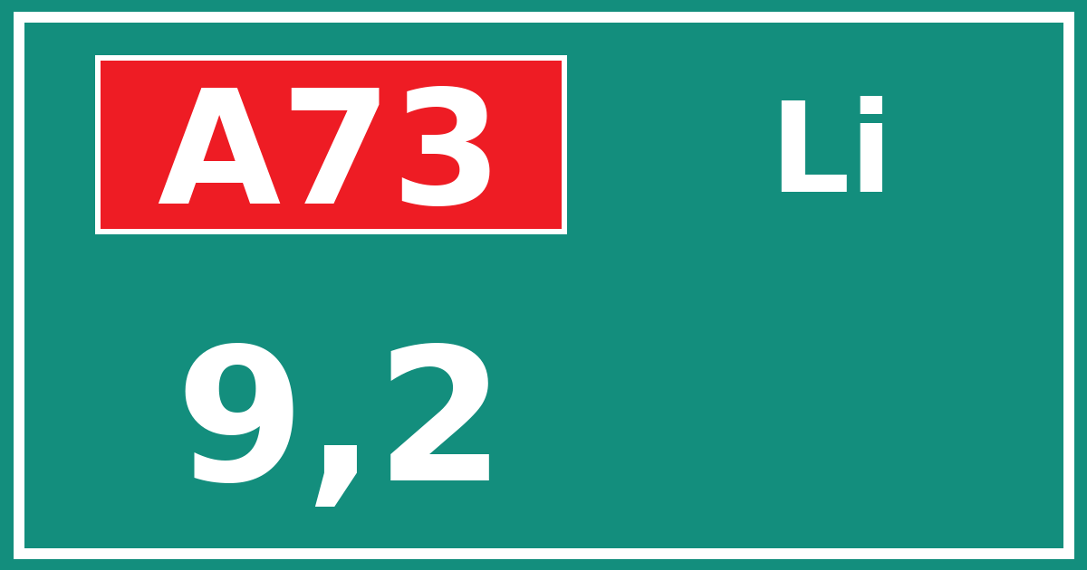 Hectometerbord A73 9,2 zijde Li