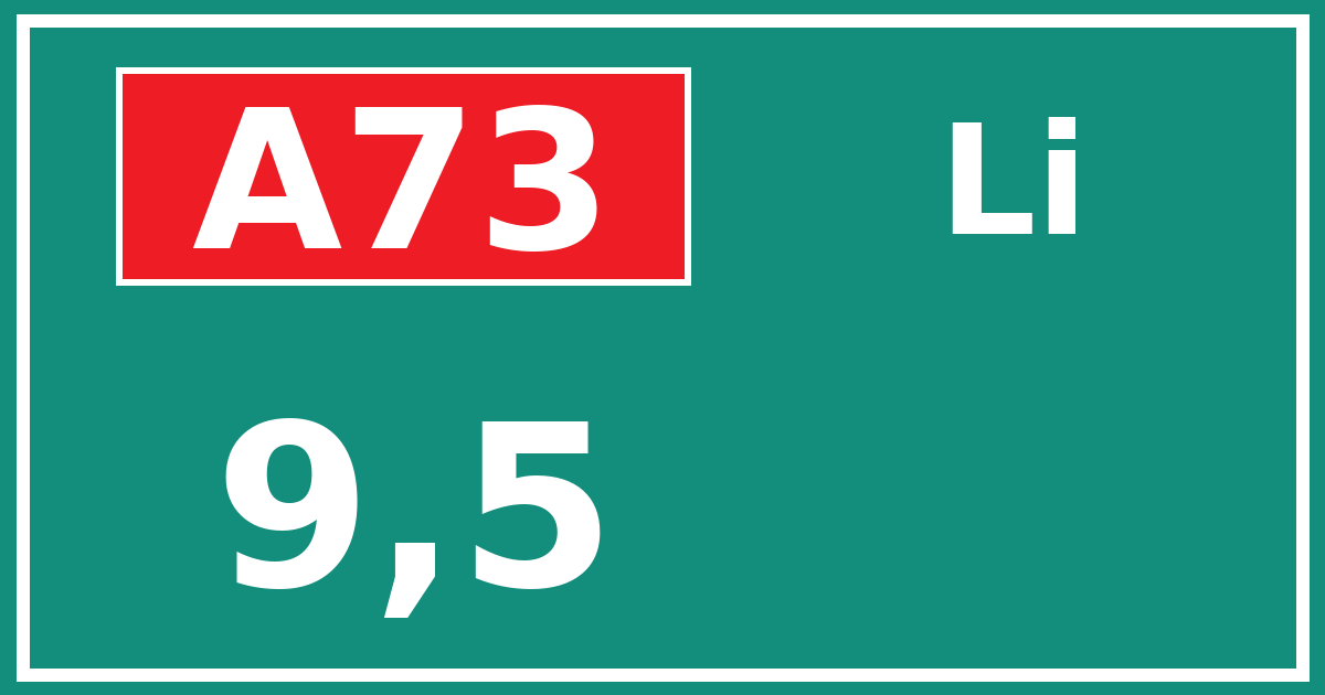 Hectometerbord A73 9,5 zijde Li