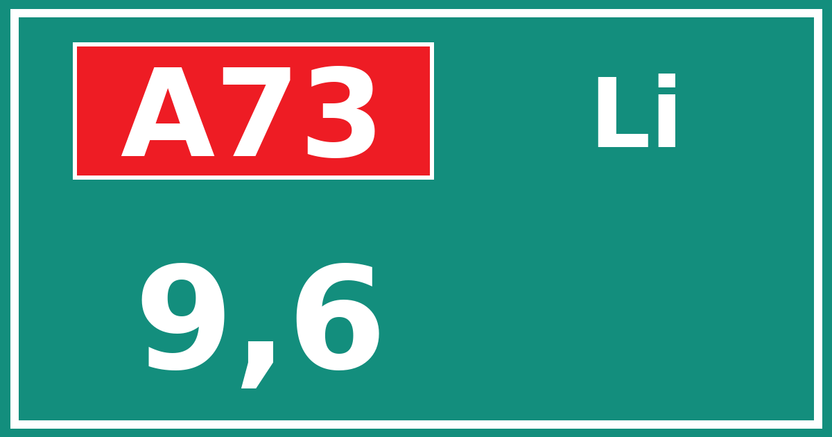 Hectometerbord A73 9,6 zijde Li