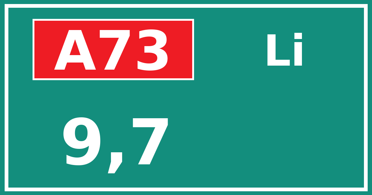 Hectometerbord A73 9,7 zijde Li