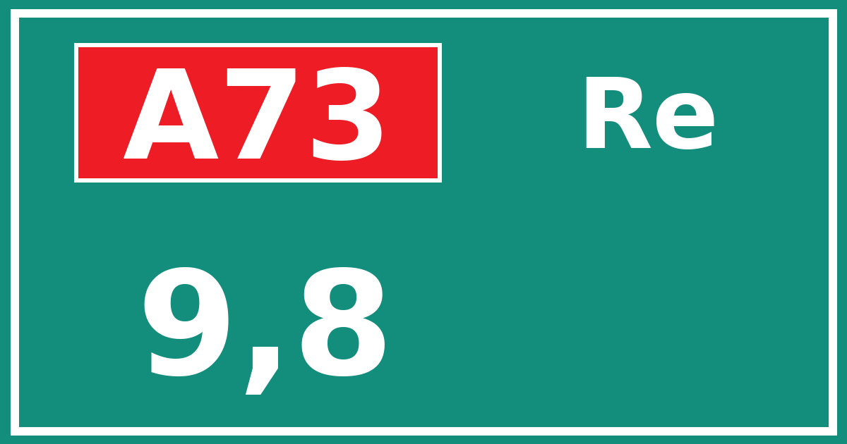 Hectometerbord A73 9,8 zijde Re
