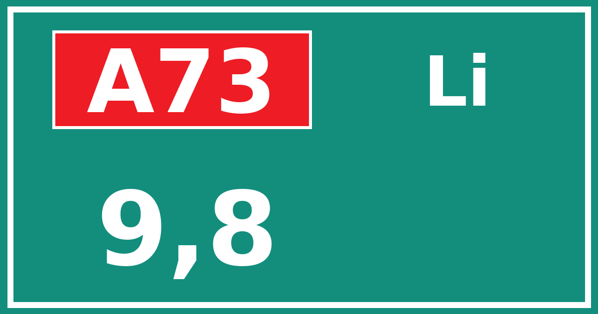 Hectometerbord A73 9,8 zijde Li