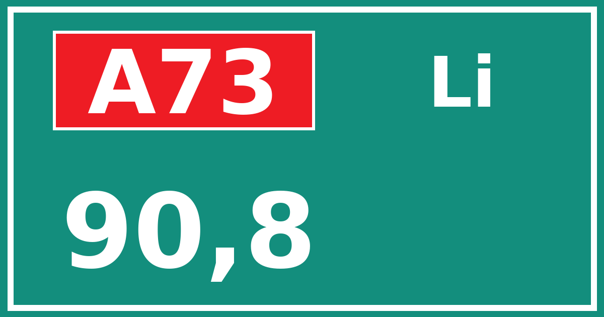 Hectometerbord A73 90,8 zijde Li