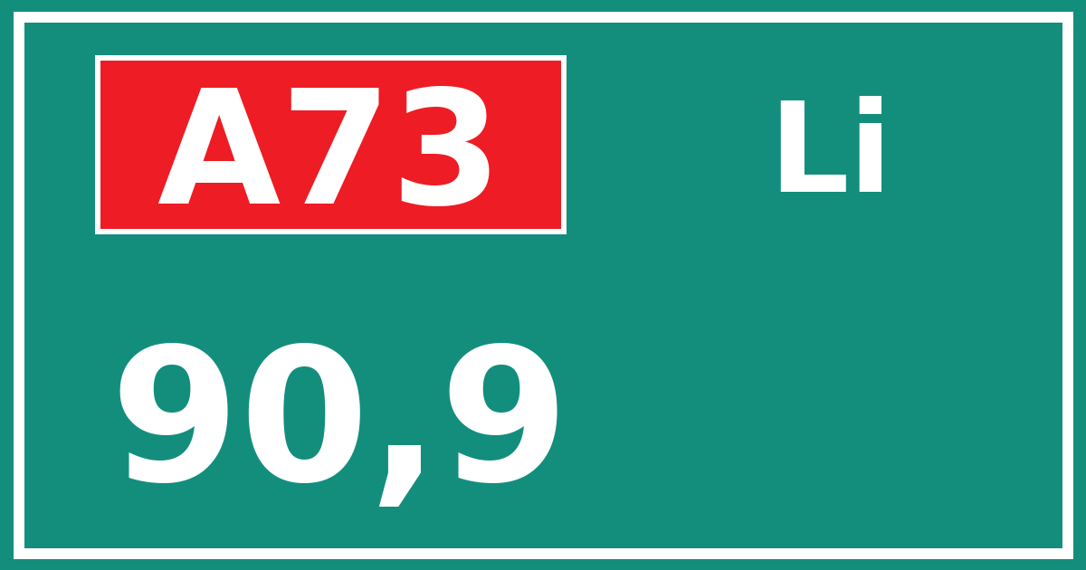 Hectometerbord A73 90,9 zijde Li