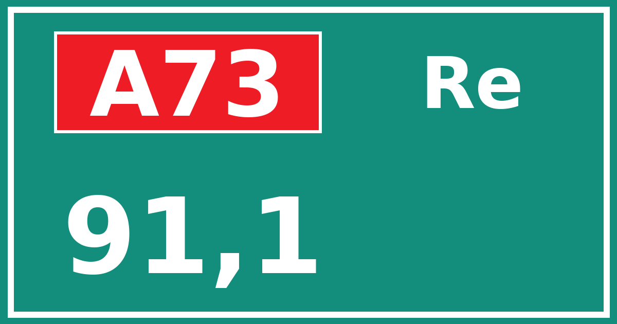 Hectometerbord A73 91,1 zijde Re