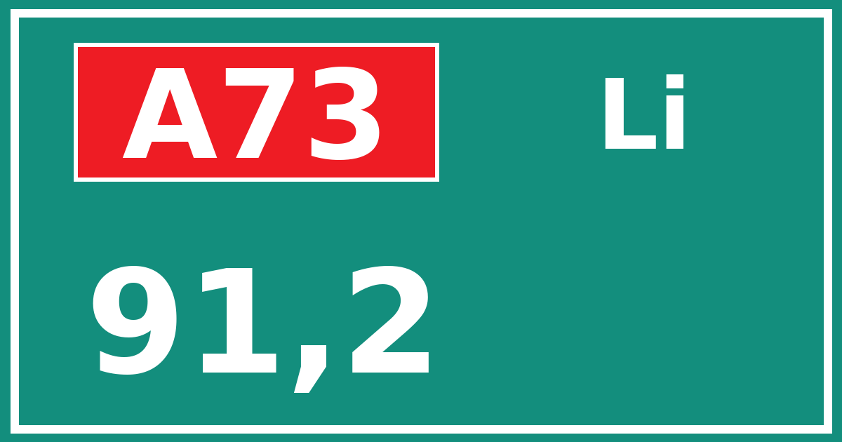 Hectometerbord A73 91,2 zijde Li