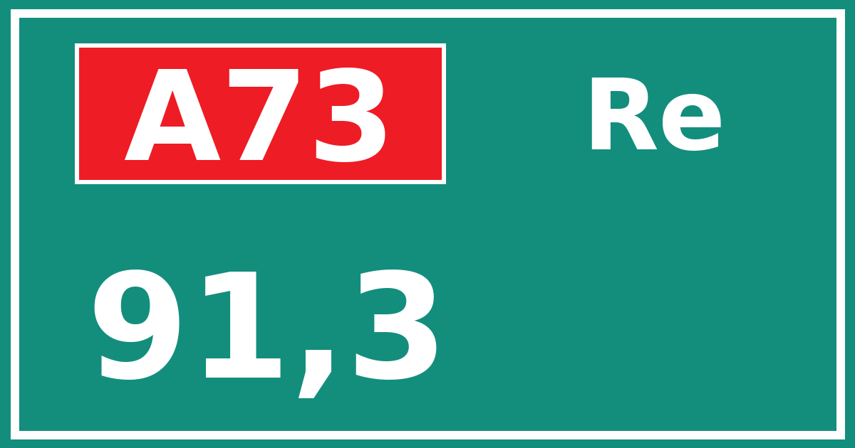 Hectometerbord A73 91,3 zijde Re