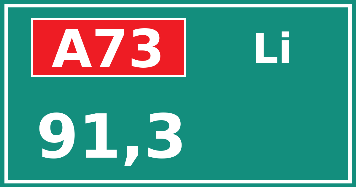 Hectometerbord A73 91,3 zijde Li