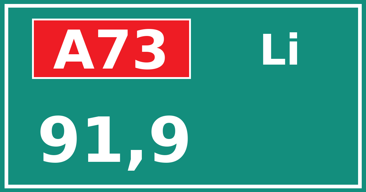 Hectometerbord A73 91,9 zijde Li