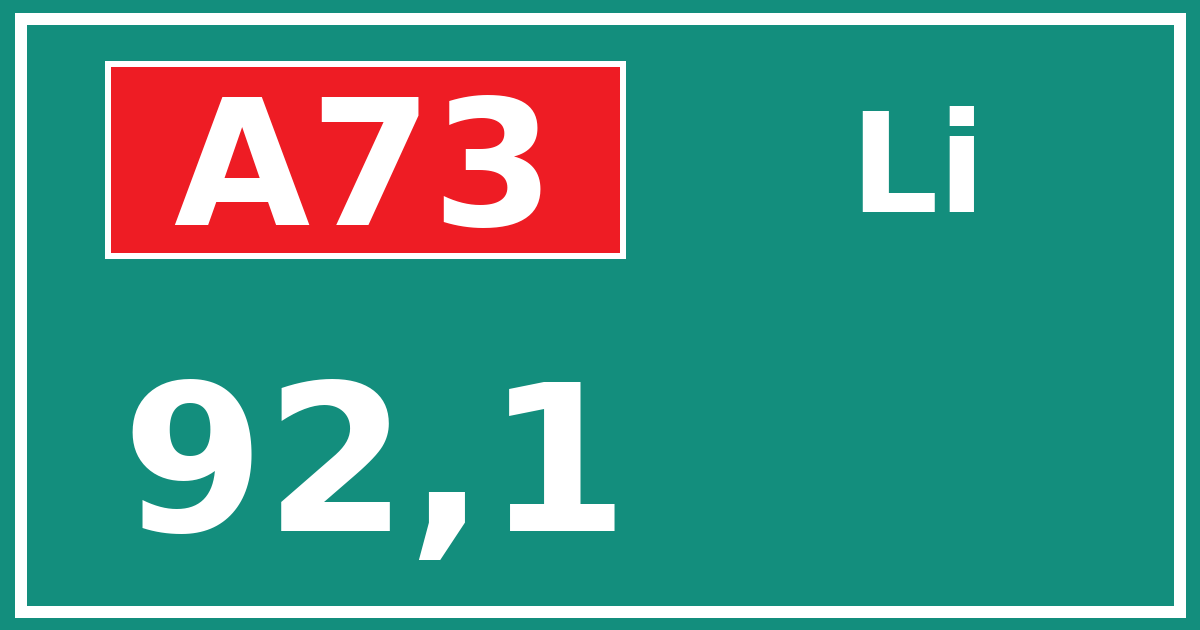 Hectometerbord A73 92,1 zijde Li