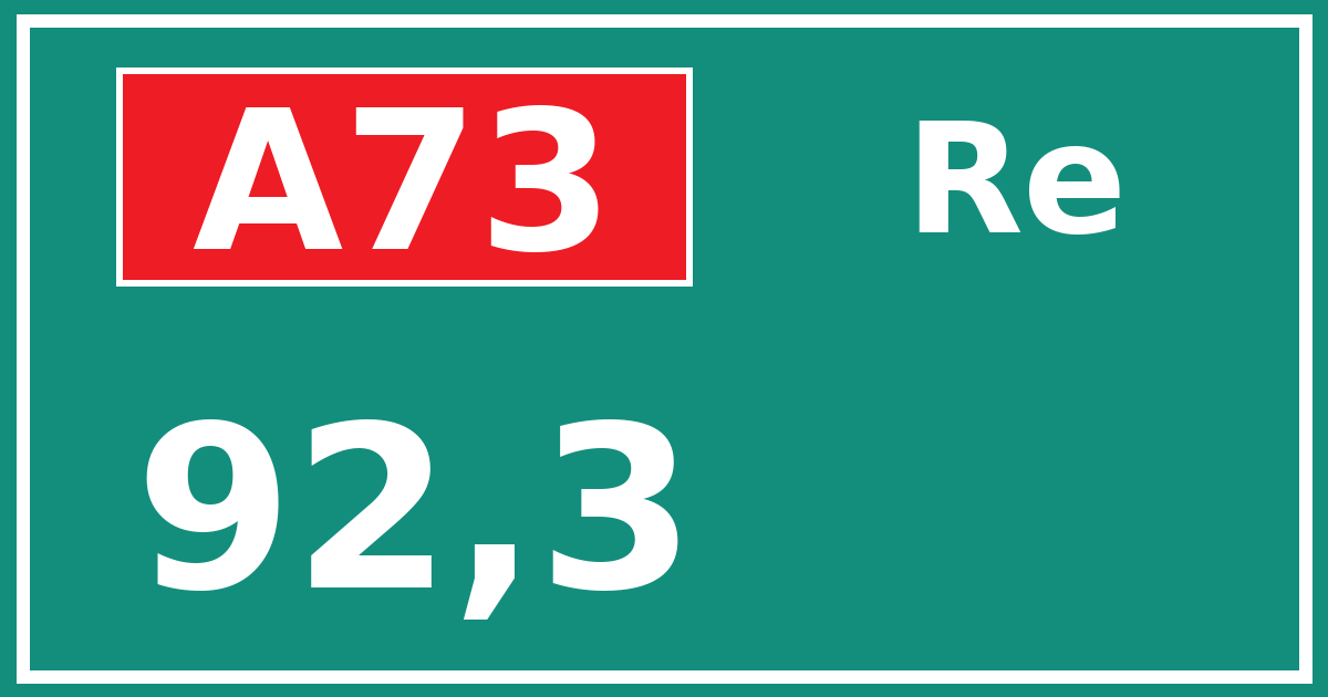 Hectometerbord A73 92,3 zijde Re