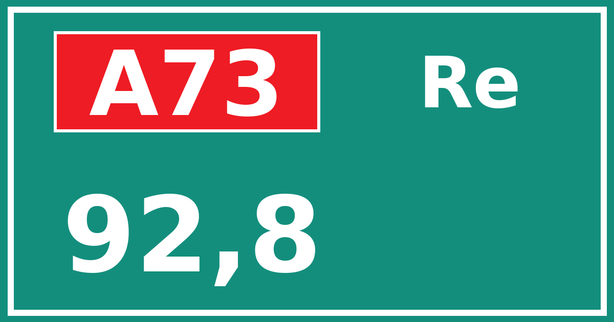 Hectometerbord A73 92,8 zijde Re
