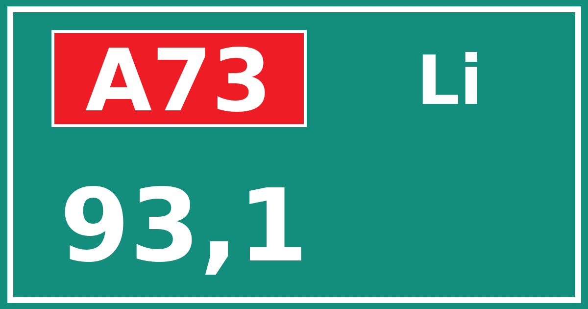 Hectometerbord A73 93,1 zijde Li
