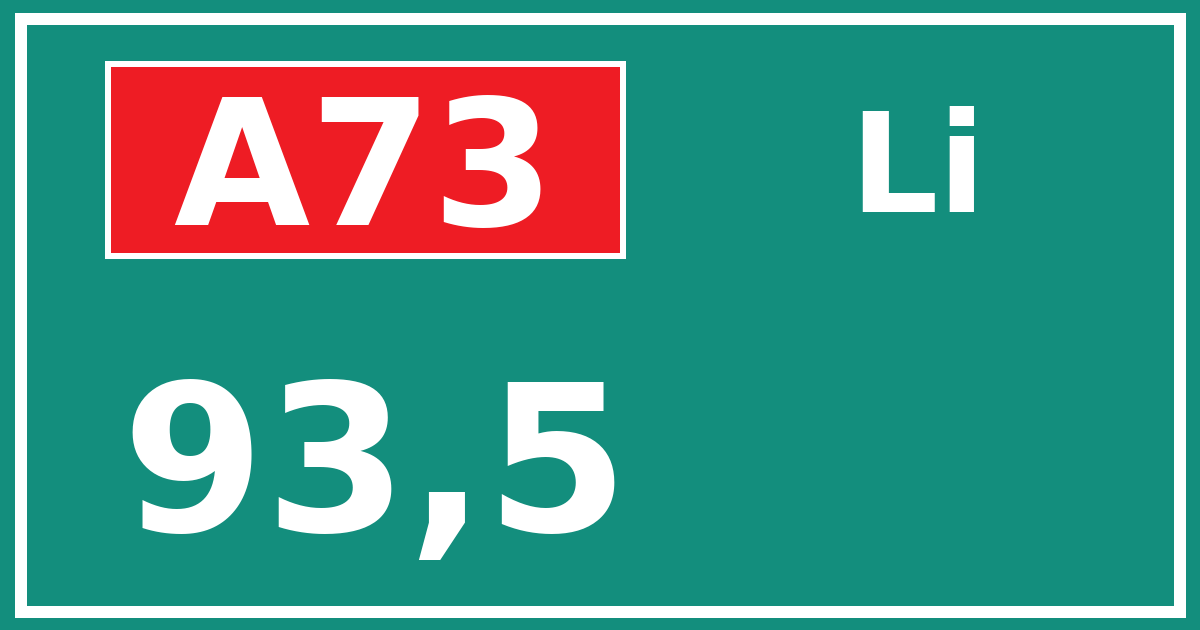 Hectometerbord A73 93,5 zijde Li
