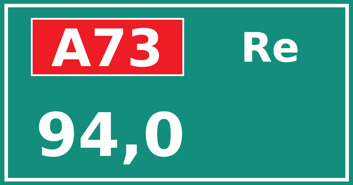 Hectometerbord A73 94,0 zijde Re