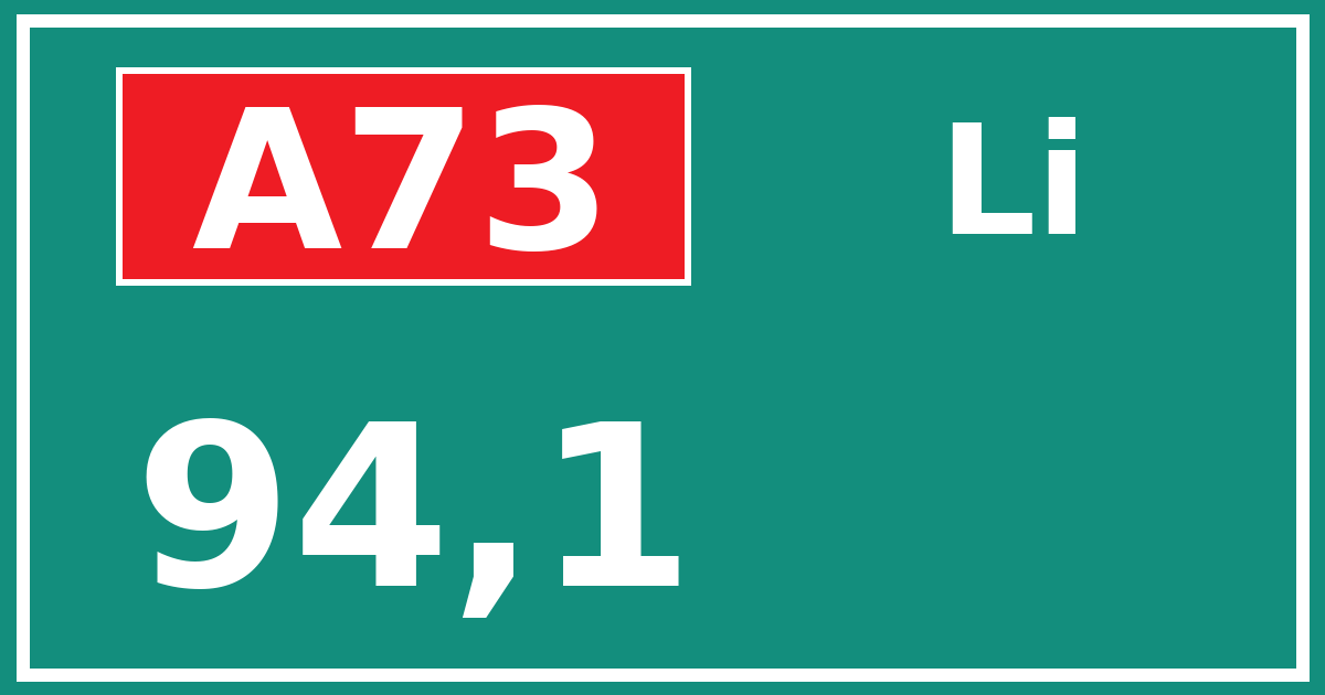 Hectometerbord A73 94,1 zijde Li