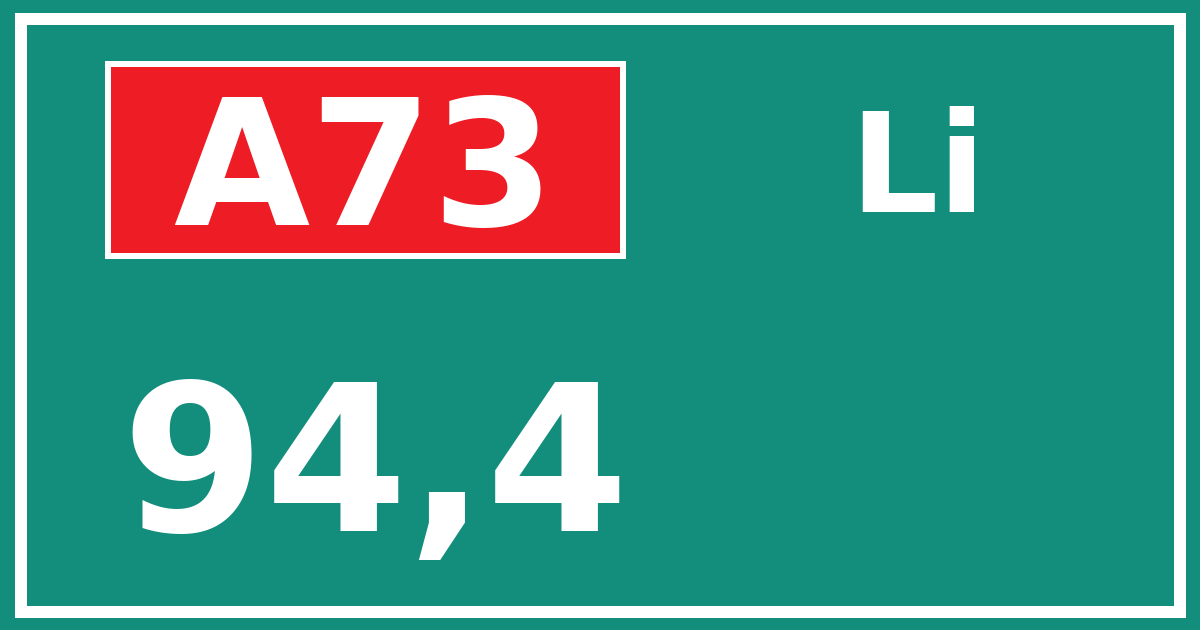 Hectometerbord A73 94,4 zijde Li