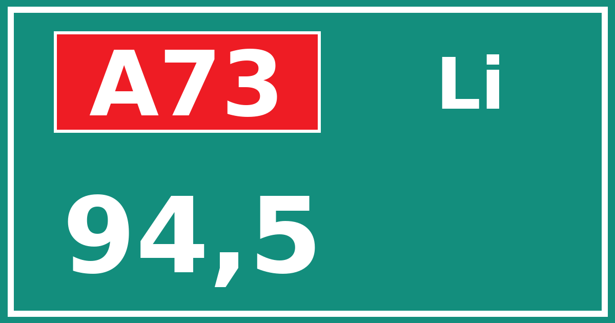 Hectometerbord A73 94,5 zijde Li