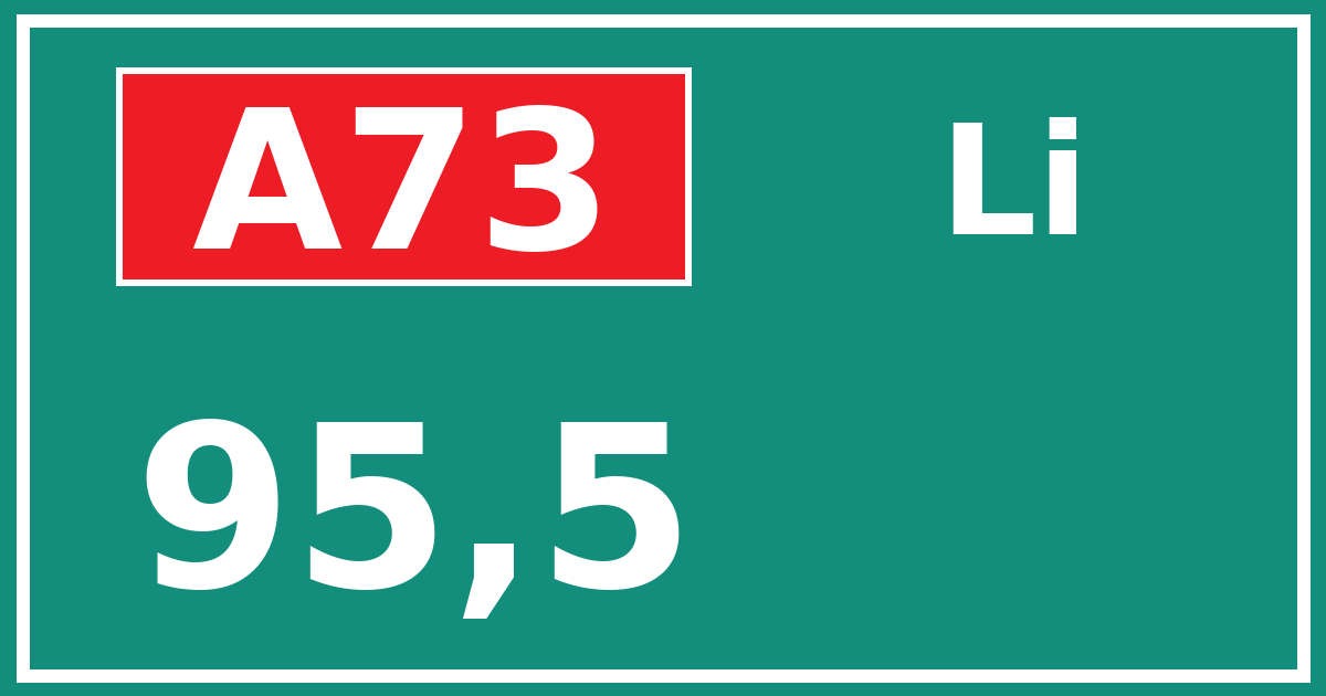 Hectometerbord A73 95,5 zijde Li